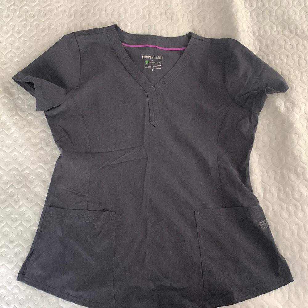 Purple Lable by heading hands scrub top. Pewter/dark grey. Large. Never worn